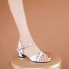 Soft Leather Sandals Women's Summer Mid Heel Hollow Fish Mouth Thick Heel Versatile Fashion Classic Women's Shoes