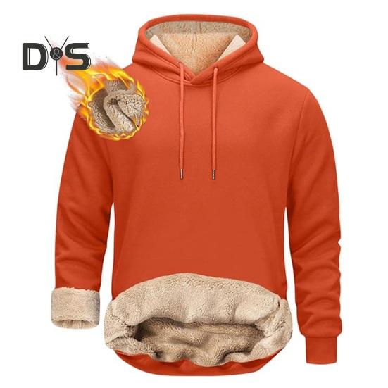 Зимняя мужская толстовка с капюшоном, однотонная, с плюшевой подкладкой, свободная, с длинными рукавами, на шнурке, с эластичными манжетами, повседневная толстовка с капюшоном