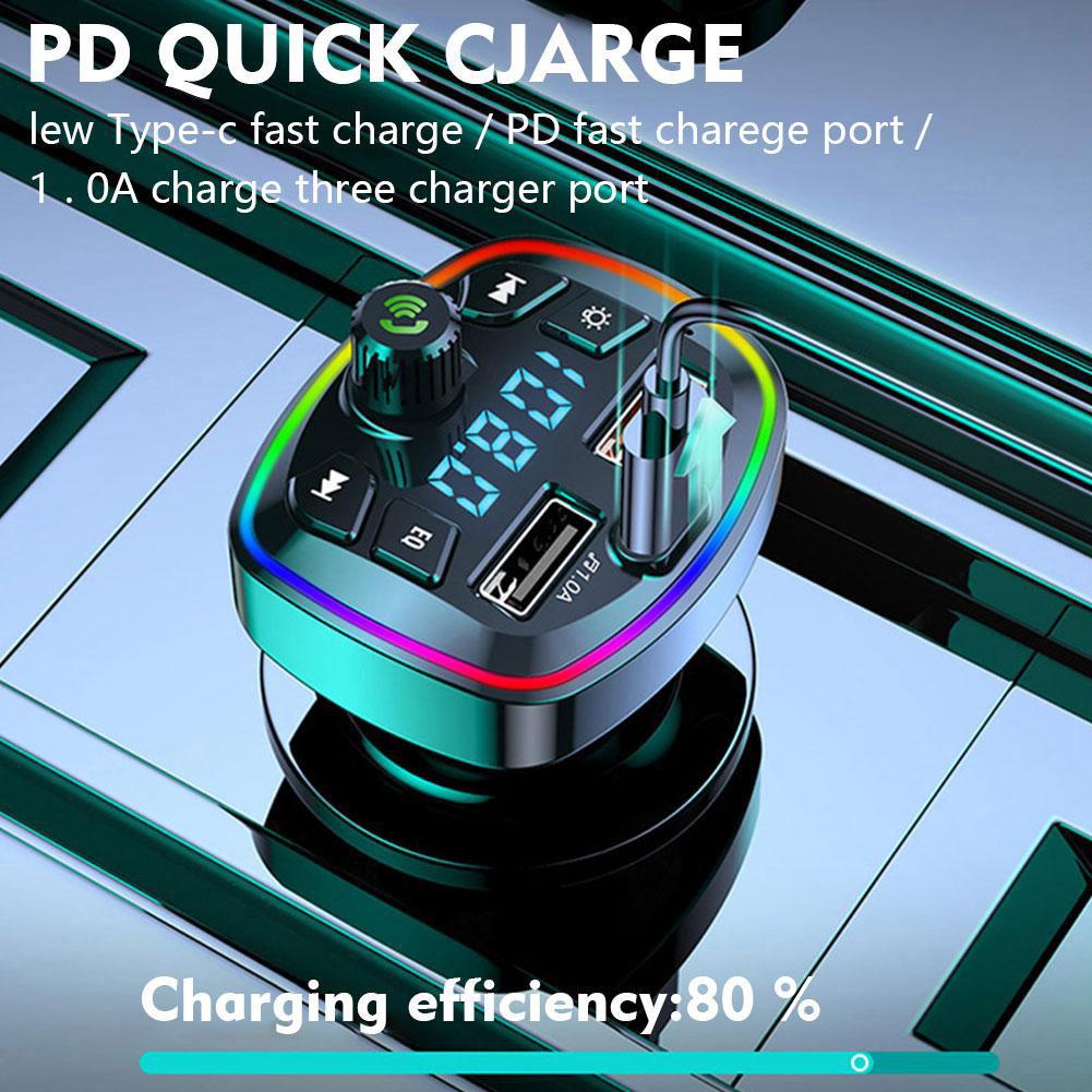 Автомобильное зарядное устройство FM-передатчик Bluetooth5.0 Hands Free Player Disk Usb Port Mp3 Aux Dual Music 3.1a Tf True Pd U Card Fastcharg J8u2