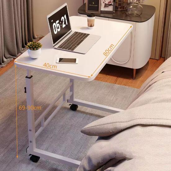 Standing Laptop Computer Desk Height Adjustable Bedside Table with Wheels Portable Overbed TV Tray Movable Hospital Home Couch Side Heavy Duty