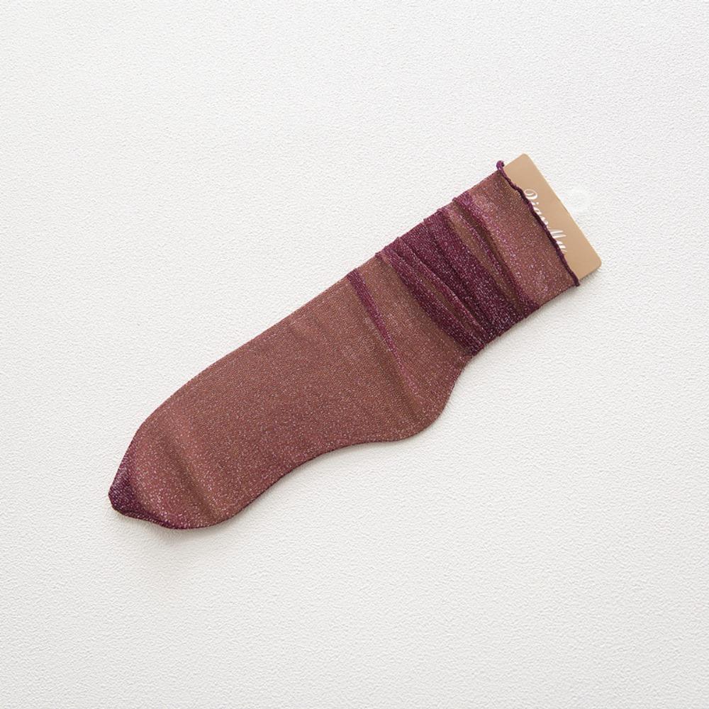 Gauze Fashion Transparent Elastic Women Thin Socks Shiny Korean Style Socks Glitter Silk Hosiery