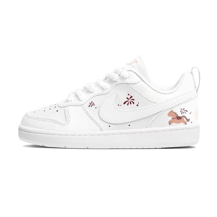 Nike Court Borough Baby Horse Low top Skateboard Shoes Women's White Black DV5456-104(Team1681-)