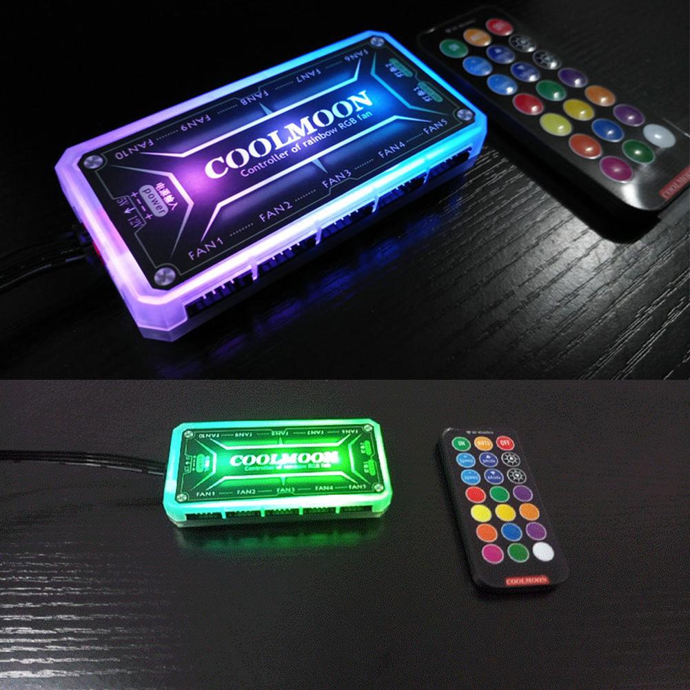 1-3PCS RGB Light Remote Dimmer DC12V 5A LED Color Intelligent Controller 10x6Pin Fan Port 2x4Pin Light Bar Port for RGB Fan