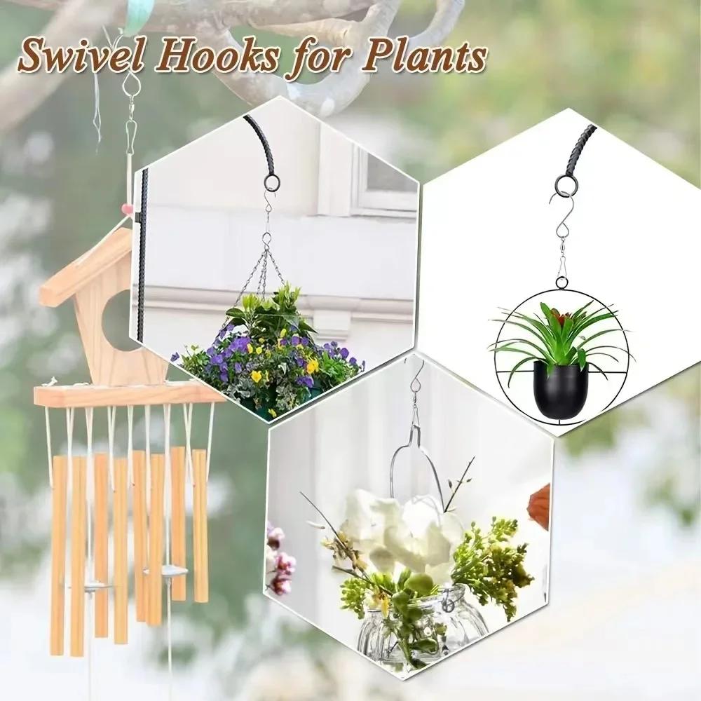 20/1Pcs Swivel Hooks Clips for Hanging Wind Spinners Wind Chimes Crystal Twisters Party Tools Kitchen Bedroom Rotating S Hooks