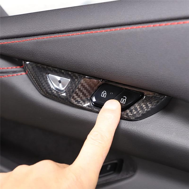 For Corvette C8 - Car Inner Door Lock Switch Button Cover Trim Accessories ABS Carbon Fiber-M53K