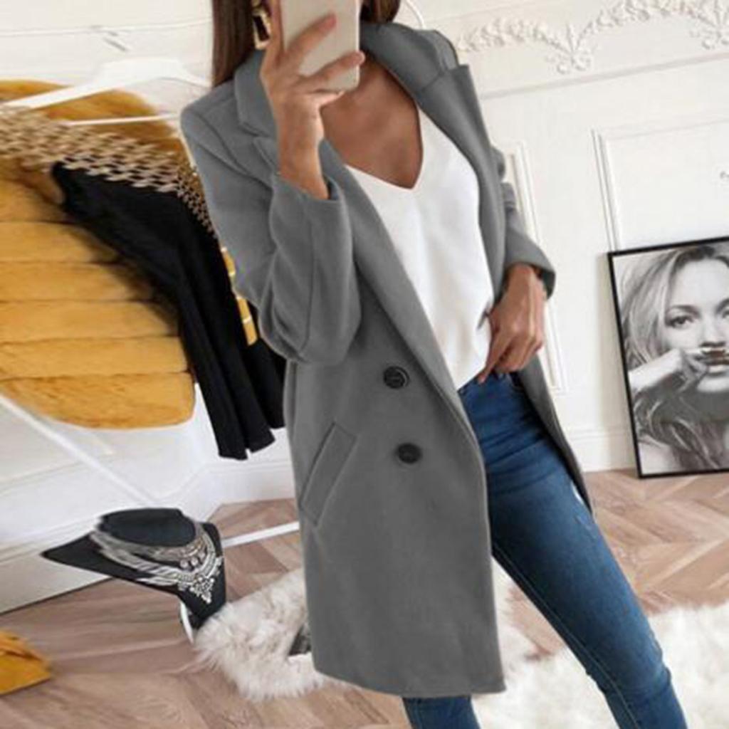Женское длинное шерстяное пальто Элегантное смешанное пальто Тонкое женское длинное пальто Верхняя одежда Куртка
