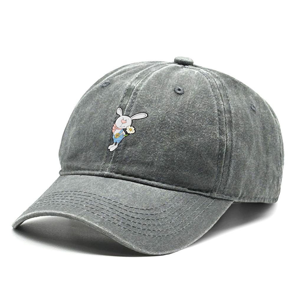 Cute Rabbit Printed Baseball Cap Adjustable Snapback Baseball Hat Solid Color Leisure Sport Hat For Golf Mountaineering Gifts