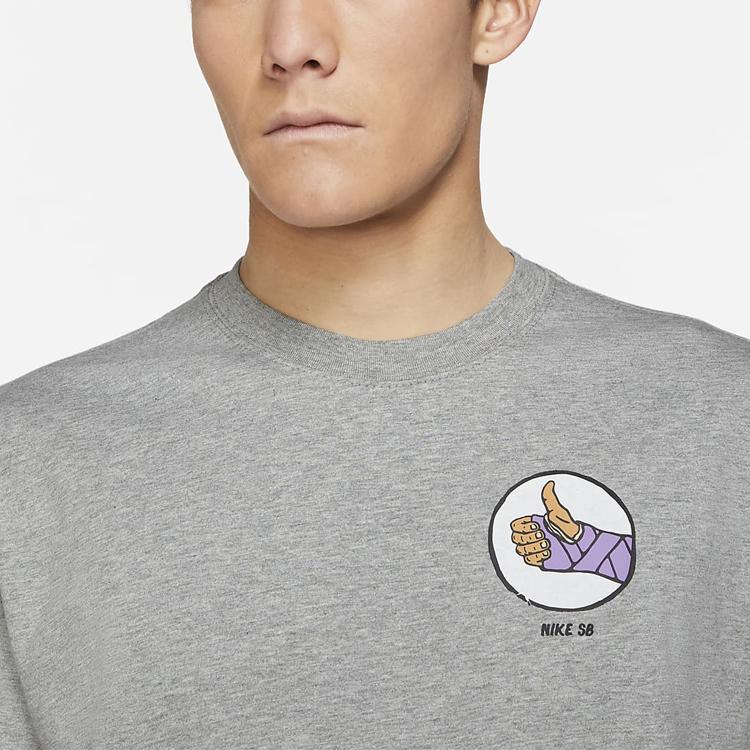 Nike Футболки Мужские Серые С Круглым Вырезом Умеренный Прямой Крой DJ1221-063