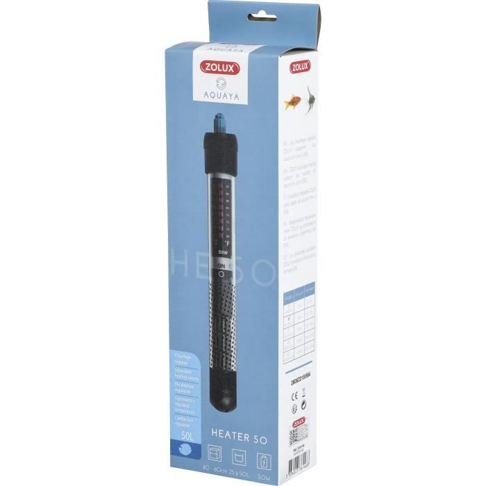 Chauffage d'aquarium - Zolux - Heater 50 - 50 W - 23 cm - Pour poissons exotiques