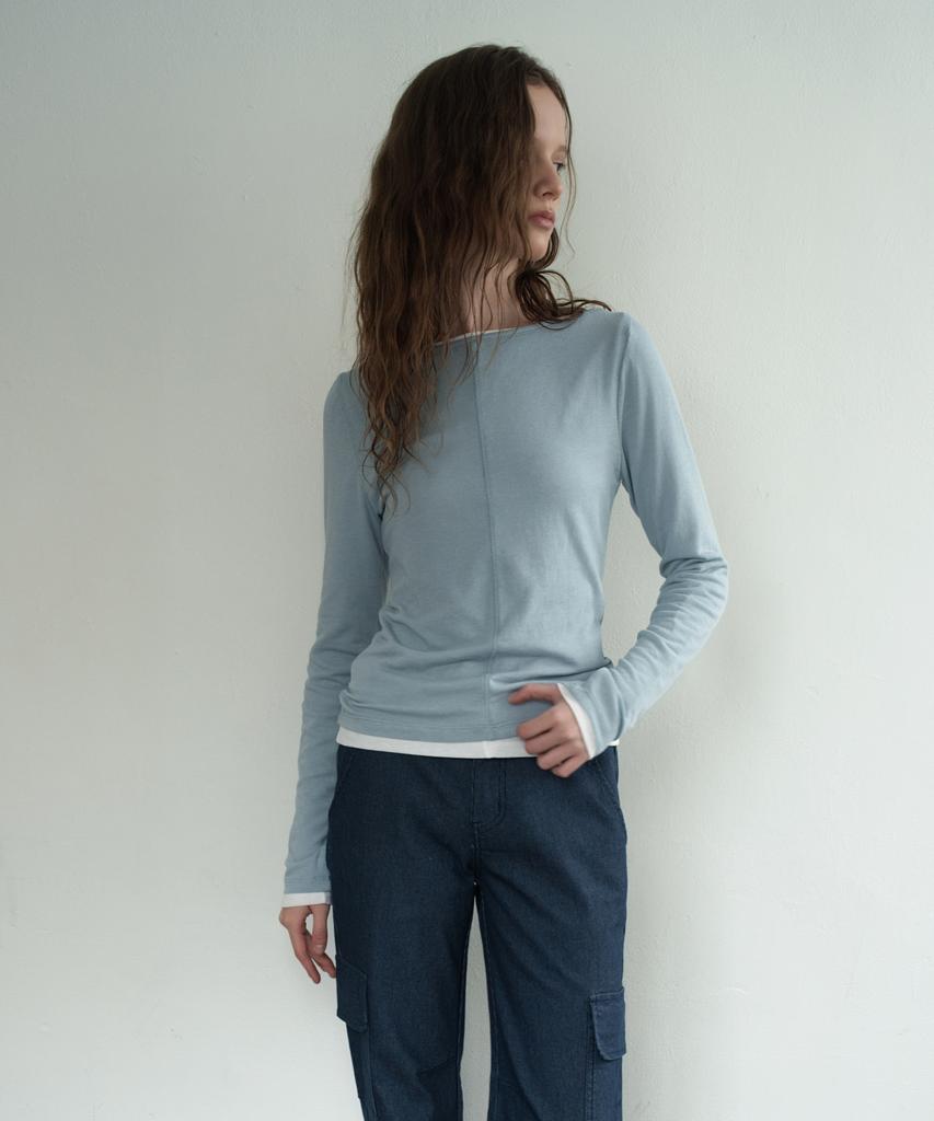 WAARFORWOMAN Wt-97 Boat Neck T-Shirt_Sky Blue