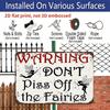 2D Flat 1pc 12"x8" Retro Fairy Warning Aluminium Wall Art - "DON'T Piss Off The Fairies" Quote, Vintage Whimsical Decor, Durable Metal Sign for
