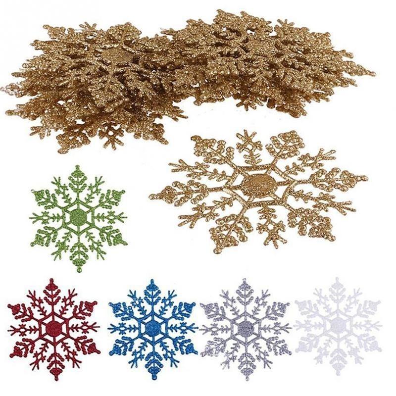 Merry Christmas Glitter Snowflakes Christmas Xmas Tree Ornaments Party Home Decoration