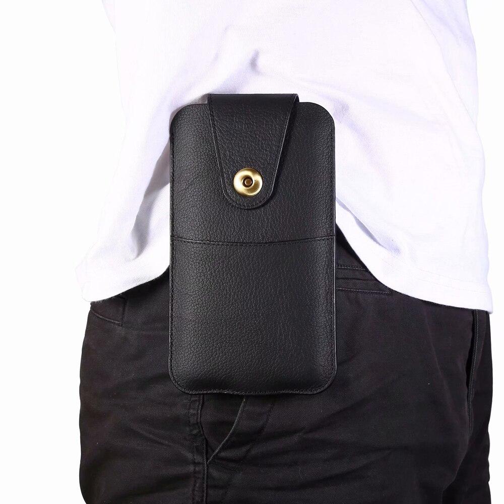 Universal Pouch Belt Clip Holster Case Genuine Leather Belt Phone Pouch For Samsung S21 Ultra S20 Plus Note 20 10 Pro Lite 9 Cellphone Protective Bag