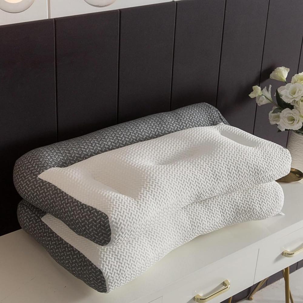 Эргономичная контурная подушка для облегчения боли в шее и плечах, ортопедическая подушка для глубокого сна и легкого сна, подушки для поддержки шейного отдела шеи, мягкие лоскутные узоры (серый)