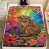 1PC Rainbow Wildlife Art Print FlAannel Blanket, High quality Comfortable for All Seasons, Home Decor, Warmth and Comfort
