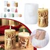 Christmas Tree Carving Pattern Cylindrical Candle Silicone Mold Reindeer Snowflake Cylindrical Elk Candle Mold Christmas Gifts