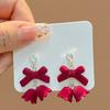 1 пара женских серег, универсальные, не выцветающие украшения для ушей, праздничное прикосновение, красный бант, висячий цветок