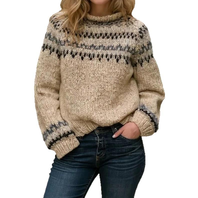 2026 New Women's European & American Style Knitwear: Loose Long Sleeve Round Neck Sweater Top