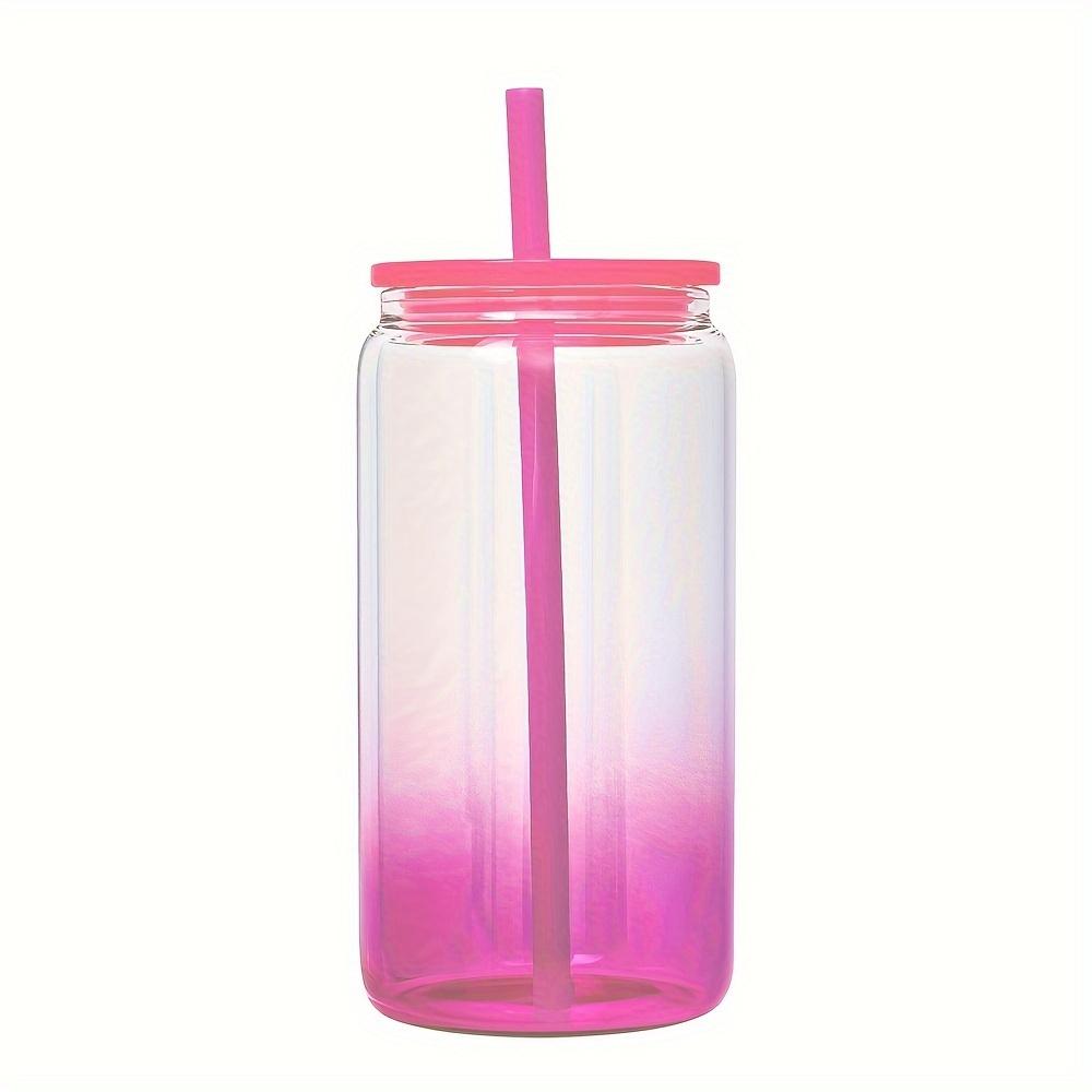 1 шт 16 унций (480ml) Стакан Mason Cups с градиентным цветом, стеклянный, с крышкой и трубочкой, многоразовый стакан для холодного кофе, смузи или кружка Boba