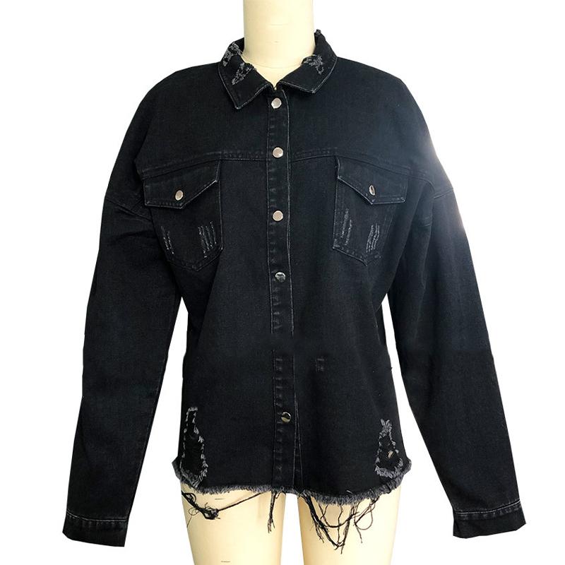 Женская джинсовая куртка Spring Hole Breaking средней длины, винтажная куртка с длинным рукавом
