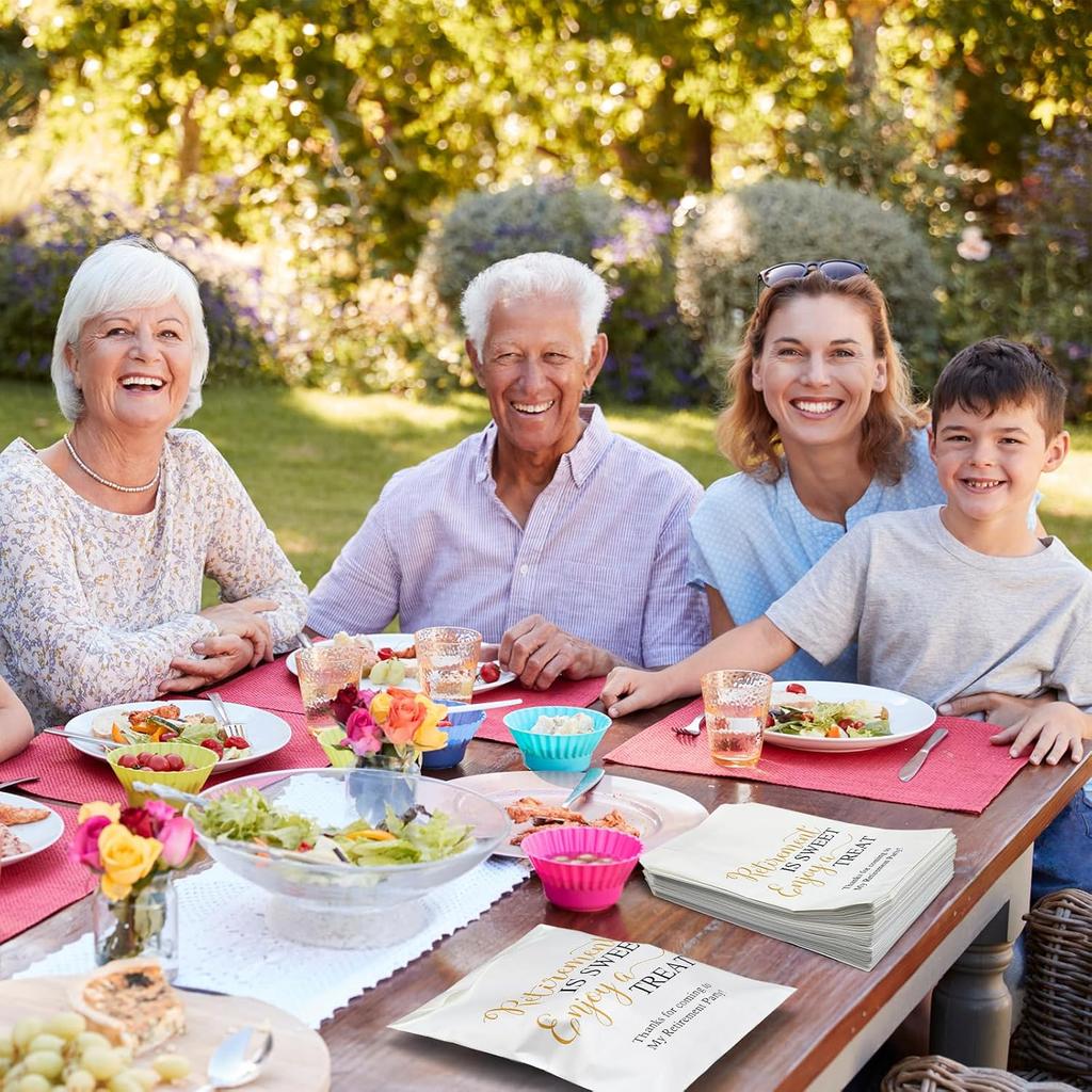 100 Pcs Retirement Cookie Bags 5 x 7 Inch Candy Buffet Party Favor Paper Bags Retirement Is Sweet Enjoy a Treat Cookie Thank You Supplies for