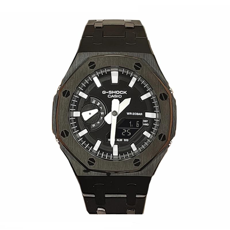 Casio Мужские часы с ЖК-дисплеем и аналоговым двойным дисплеем, серия 44 мм, черные, GA-2100SKE-7A(Watch3--)