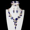 European & American Crystal Gemstone Necklace Set: Exquisite Four-Piece Bridal Clavicle Jewelry for Women