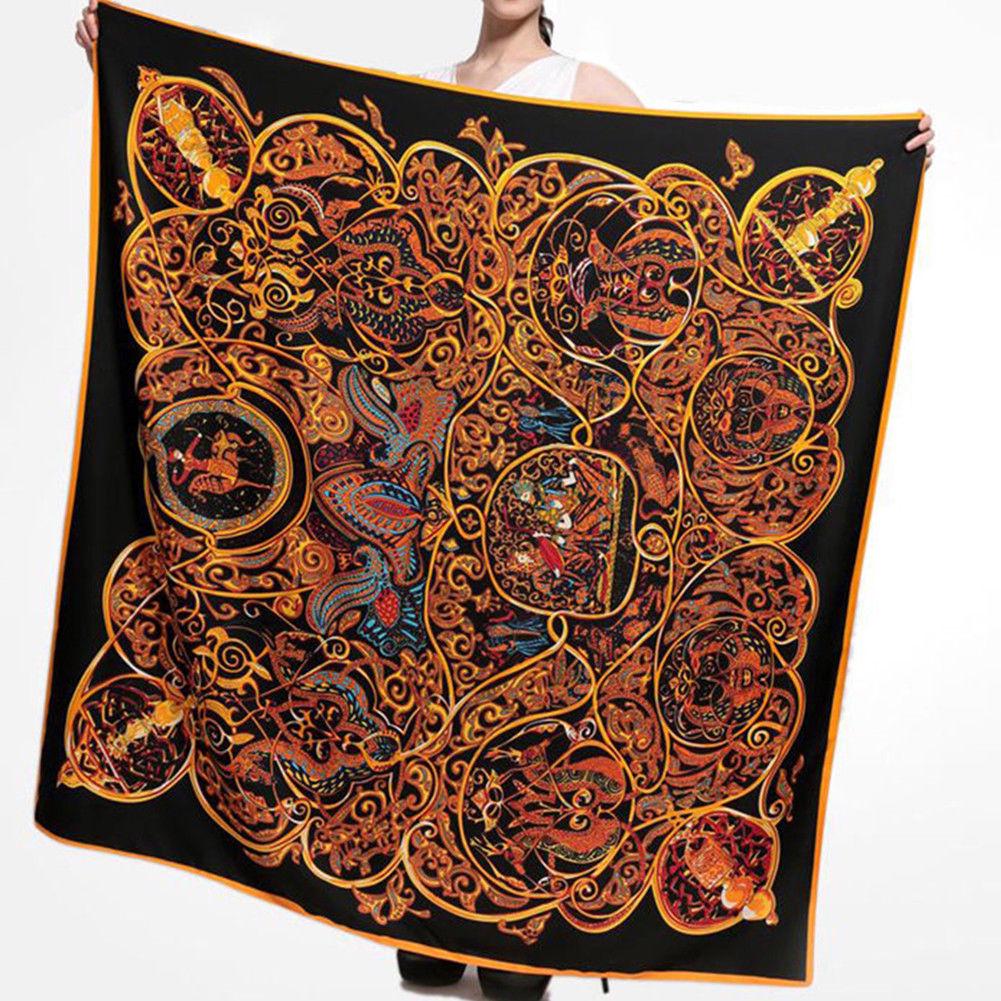 Женский модный повседневный шелковый квадратный платок с принтом, шаль, шарф