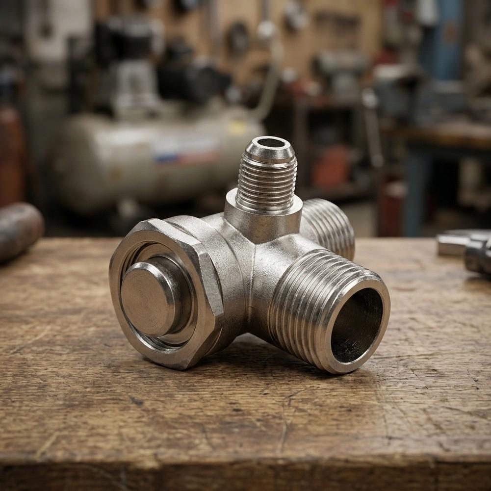 Check Valve Air Compressor 3 Male Thread Connectors Aluminum Alloy
