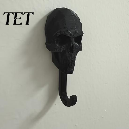 Eclectic Home Accessories 2Pcs 3D Printed Skull Wall Hook, Gothic Dark Mounted Hanger, Geometric Artistic Storage Towel Key Hat Hook for Bathroom