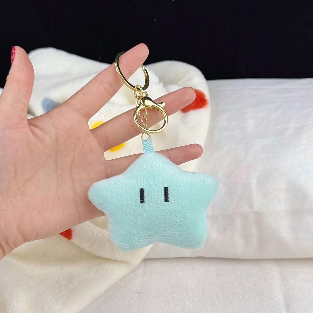 Cute Plush Squinting Star Doll Keychain Mini Backpack Pendant Student Gift