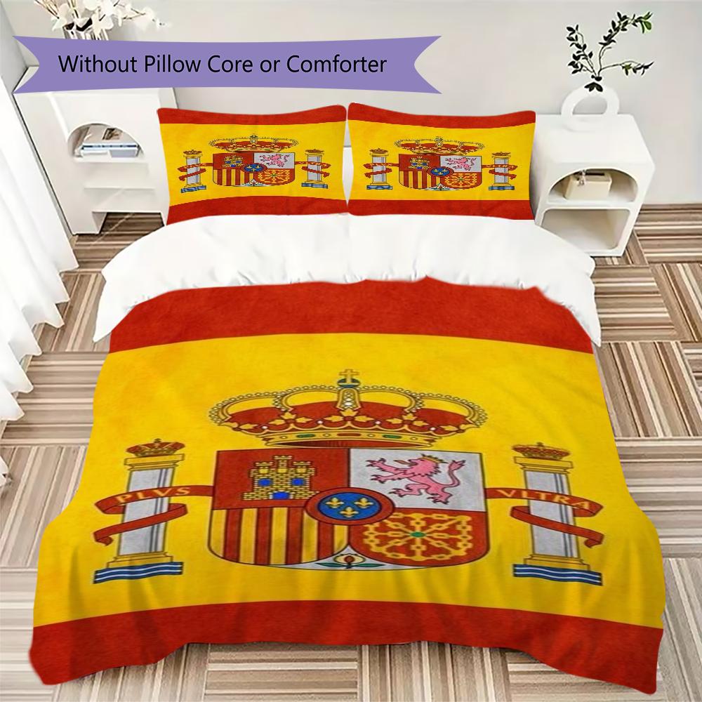 Spain national football team Pattern Bedding,Quilt Set Quilt Cover Pillowcase Home Birthday Gift(1 * duvet cover + 2 * pillowcase, without core)_lx