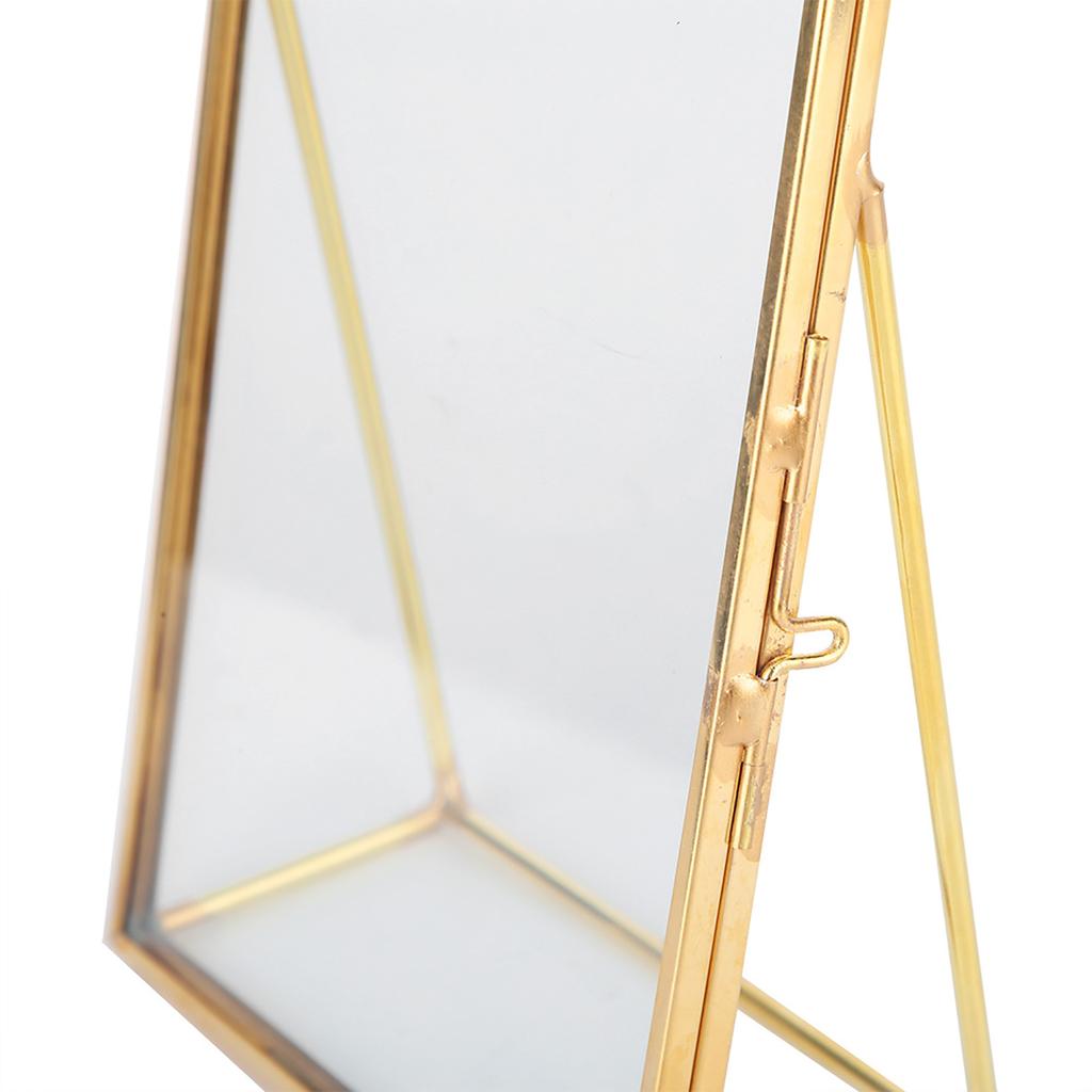 Brass Retro Glass Metal Desktop Photo Frame Bracket Copper Strip Metal Photo Frame;4*6inch :