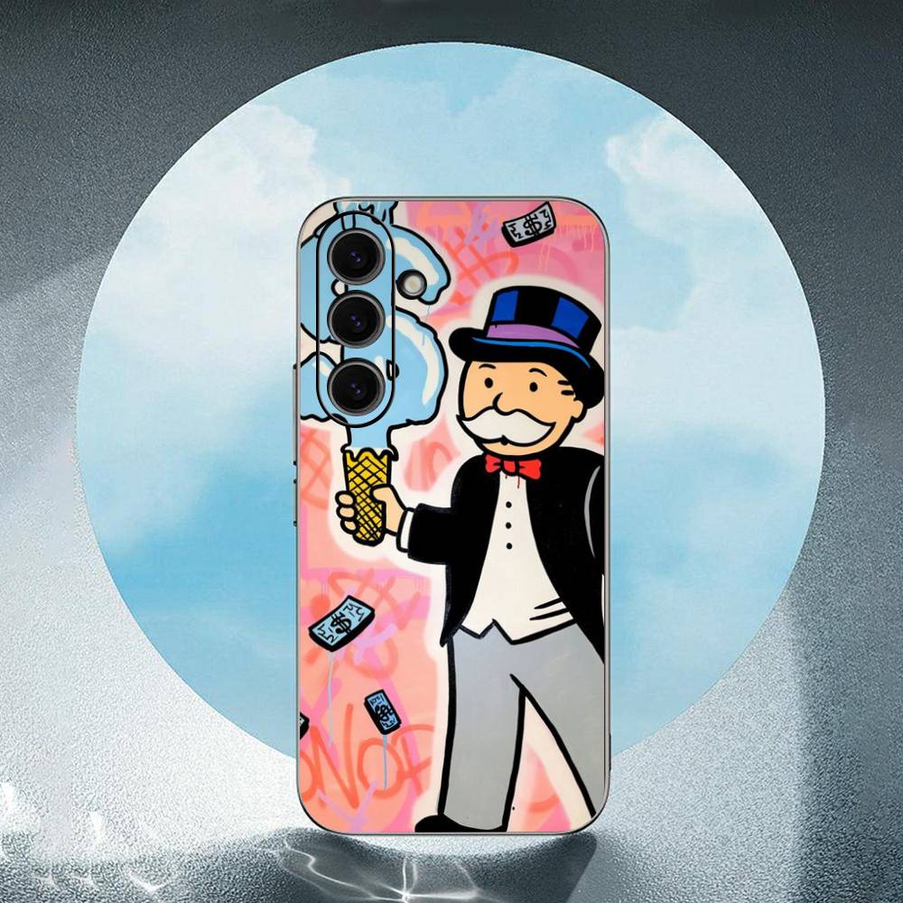 Cartoon Dollar Monopoly Luxury Black Phone Case For Samsung Galaxy S23 S24 S25 Ultra S22 Plus S21