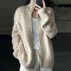 Autumn Winter Thick Turtleneck Cashmere Knitted Cardigan Women Casual Knit Loose Wool Sweater Larg Size Female Jacket Tops