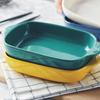Nordic Style Double-eared Ceramic Baking Tray Underglaze Color Creative Home Rectangular Oven Microwave Special Tableware