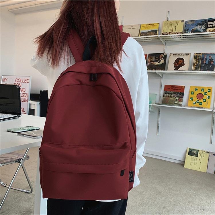 2022 Backpack Female Large Capacity Solid Color College Student Laptop Backpack School Bag