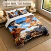Cow Highland Theme Personalized 3Pcs Bedding Set Custom Text & Name 1 Sheet 2 Pillowcases Household Bedding 1pc