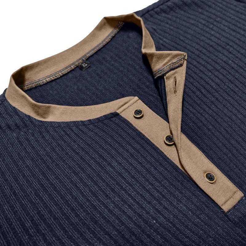 Мужская рубашка-henley с длинным рукавом, повседневный топ на осень-зиму