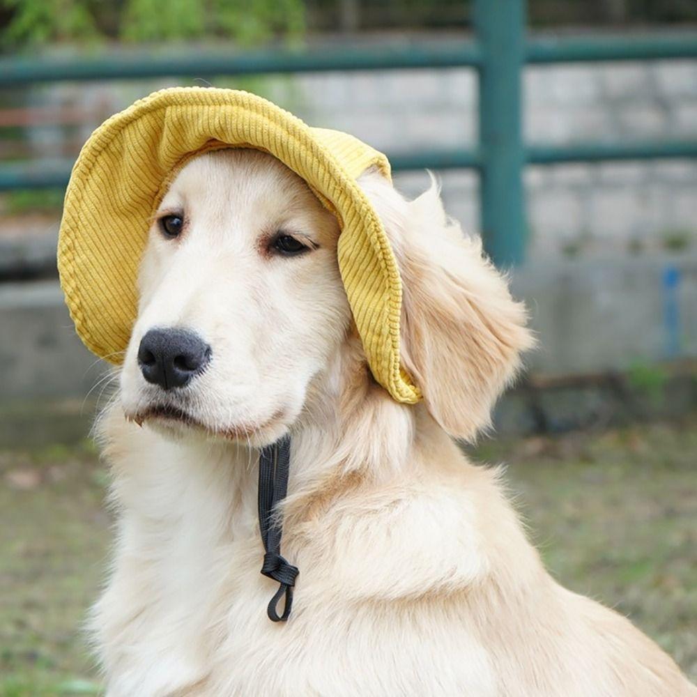 Adjustable Rope Pet Sunhats Ear Holes Cat Bucket Cap Casual Pet Fisherman Hat Travel