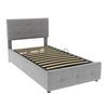 Upholstery Bed 90 x 200cm Height-Adjustable Headboard Large Space Ergonomic Children Design Hydraulic Single with Slatted Frame Home Furniture Flat