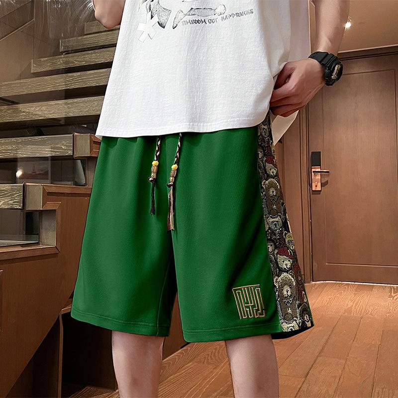 Шорты мужские летние тонкие, прямые, свободные, повседневные, спортивные, с вышивкой, брюки пять четвертей