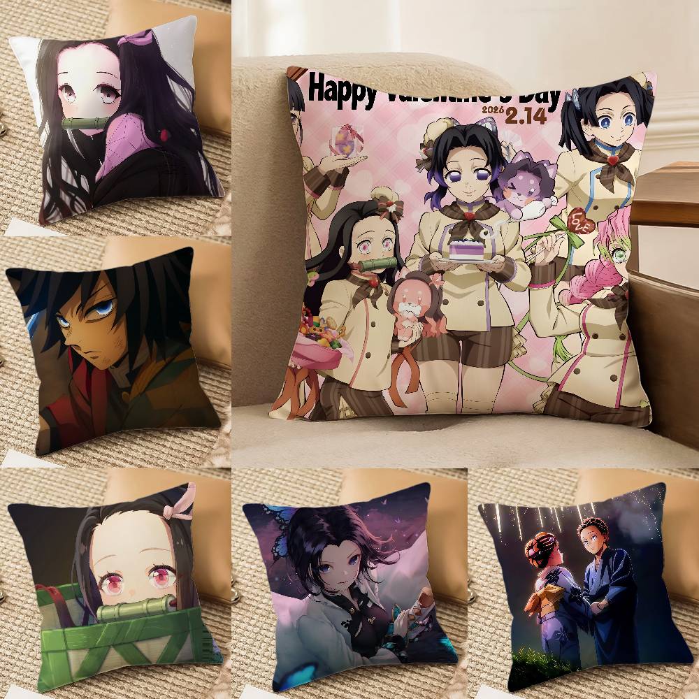 Demon Slayer Serpent Breathing Art Anime Plush Pillow Cover Soft Short Plush Cushion Cover For Sofa Bedroom Home Decor Gift