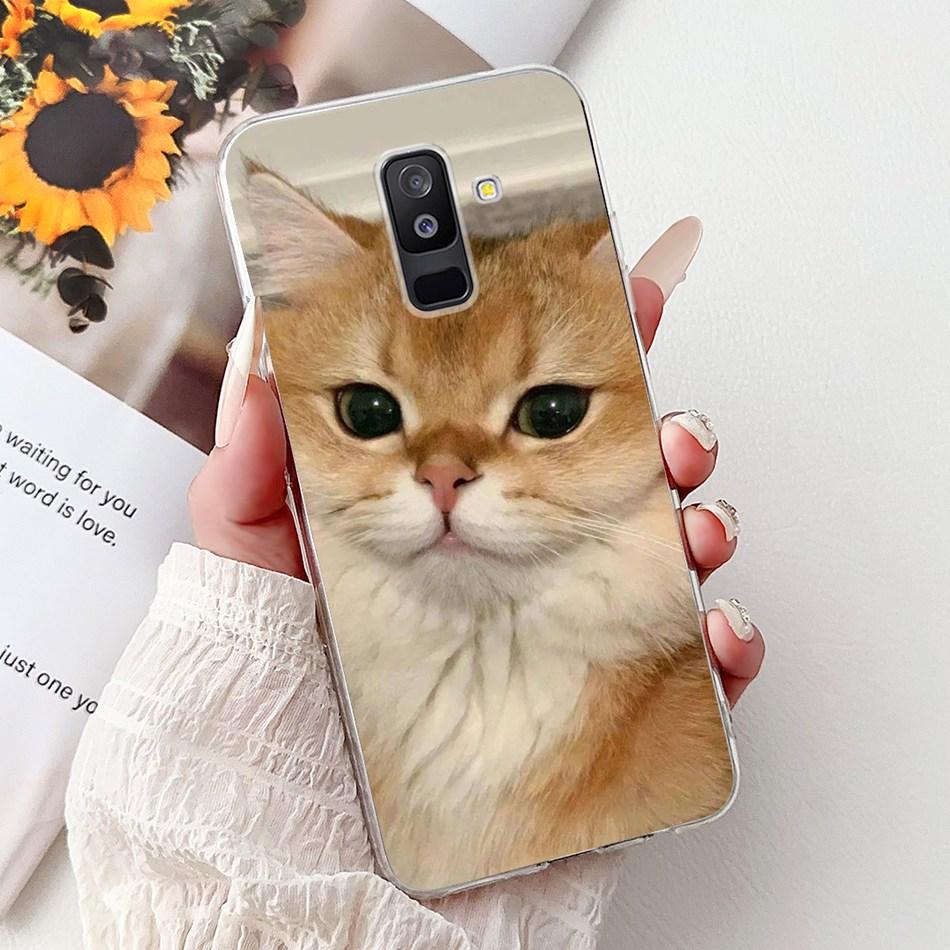 Чехол для телефона Samsung Galaxy A6 Plus 2018 На Samsung A6+ (2018) A6 A600F A605G Элегантные Цветочные Кошачьи Мягкие Силиконовые Прозрачные TPU Чехлы