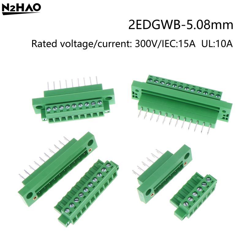1 Комплект 2EDGWB + 2EDGKM 5.08 Проходной винтовой клеммный блок Разъемы для проводов Шаг 5.08мм Штыревые/Гнездовые Вставляемые клеммные разъемы