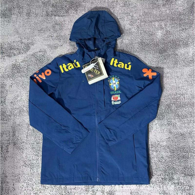 Brazil National Team Football Jacket Men Women Thin Windproof Waterproof Training Top