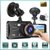 Новый HD 1080P 4" сенсорный экран IPS Dash Cam Передняя и задняя камера CAR DVR Черный ящик для автомобиля Ночное видение Видеорегистратор для водителя