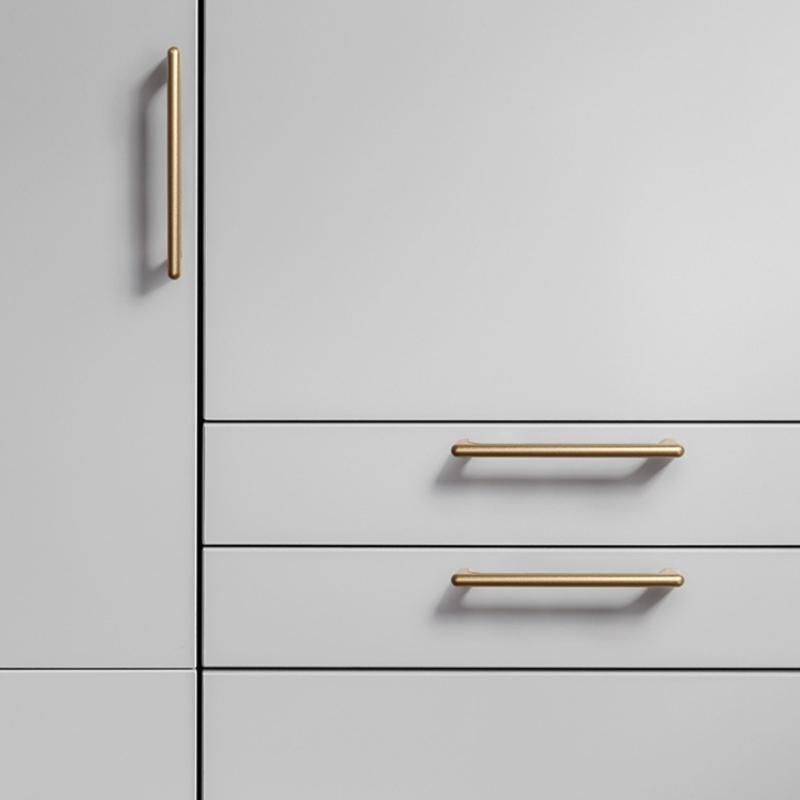 Matte Gold Black Aluminum Alloy Drawer Pulls Fingerprint Resistant Smooth Finish Kitchen Cabinet Handles for Hotel Room Renovation