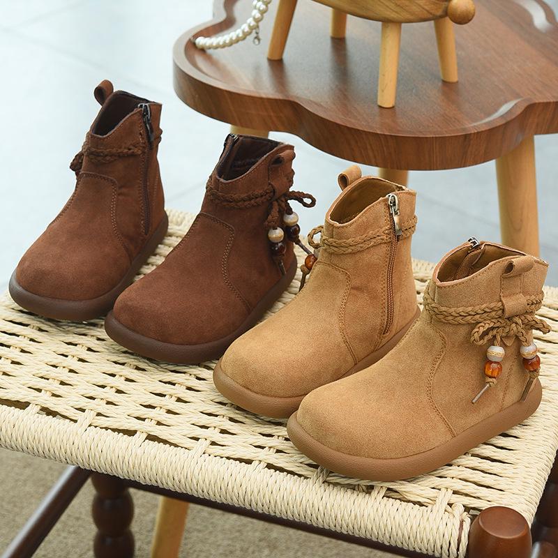 Кожаные ботинки на флисовой подкладке для девочек - Теплые, модные ботинки Martin Зима 2025