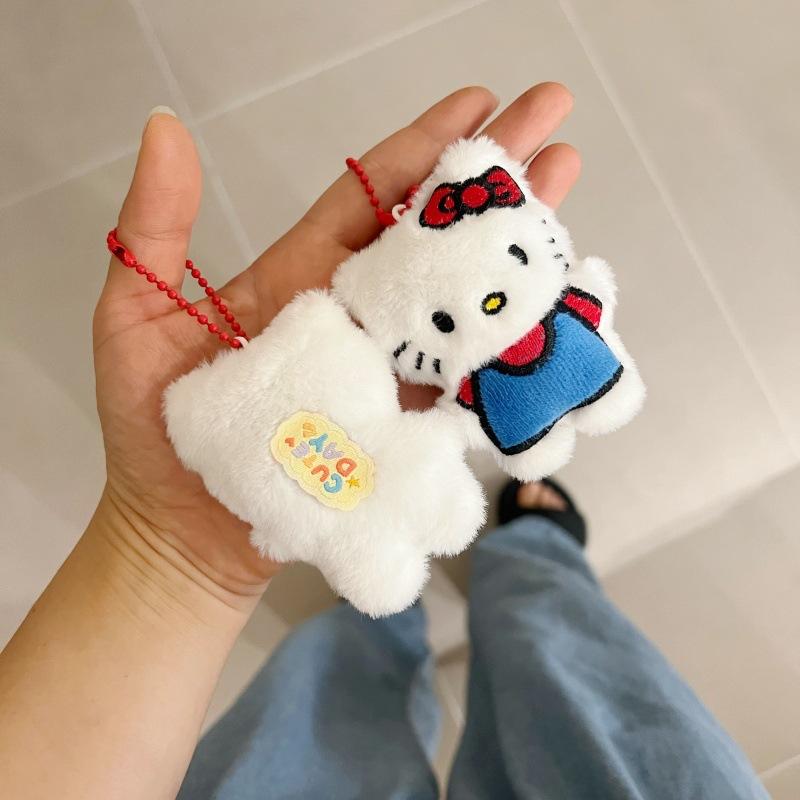 Sanrio Kawaii Anime Hello Kitty Plush Toy Cute Pendant Keychains Cartoon Fashion Bag Accessories Mini KT Cat Doll Gifts